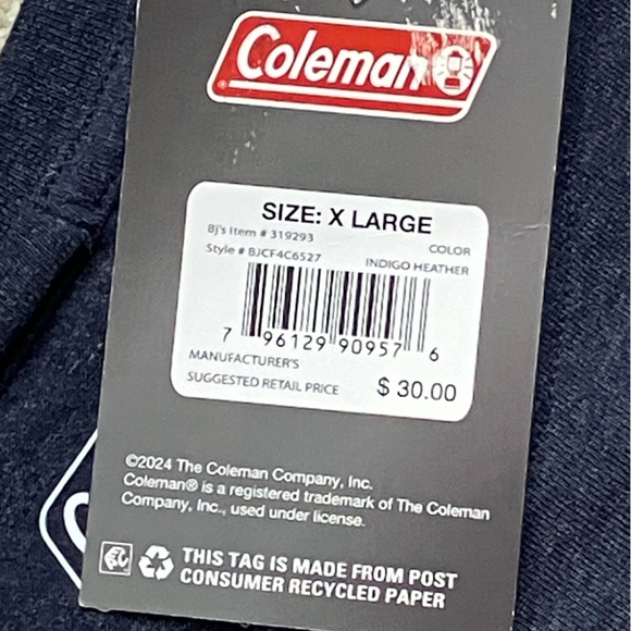 Coleman Pocket Tee T Shirt Mens XL Heather Blue Short Sleeve Branded pocket tee - Picture 5 of 6